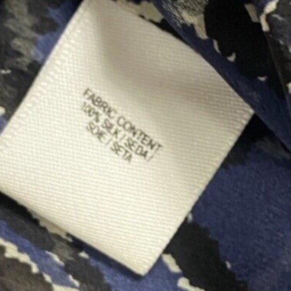 Derek Lam x 10 Crosby Sheer Silk Blouse Size 10 Medium Blue Black Top Crossover - Picture 5 of 6